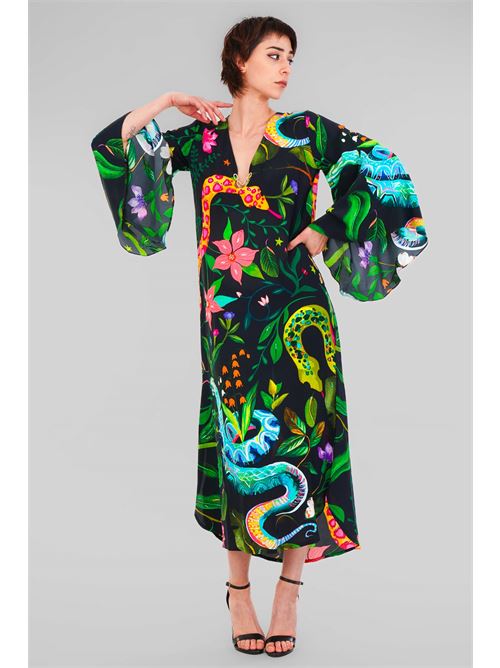 Abito fantasia in viscosa miriam stella | RE2518BLACVK SNAKE